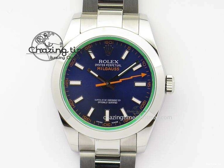 1225 HighPerformance Milgauss 116400 GV JF 1:1 Green Sapphire Blue Dial On SS Bracelet SA 3959